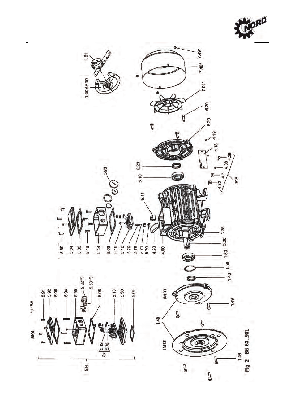 Drawing and list of replacement parts | NORD Drivesystems B1092 User Manual | Page 13 / 52