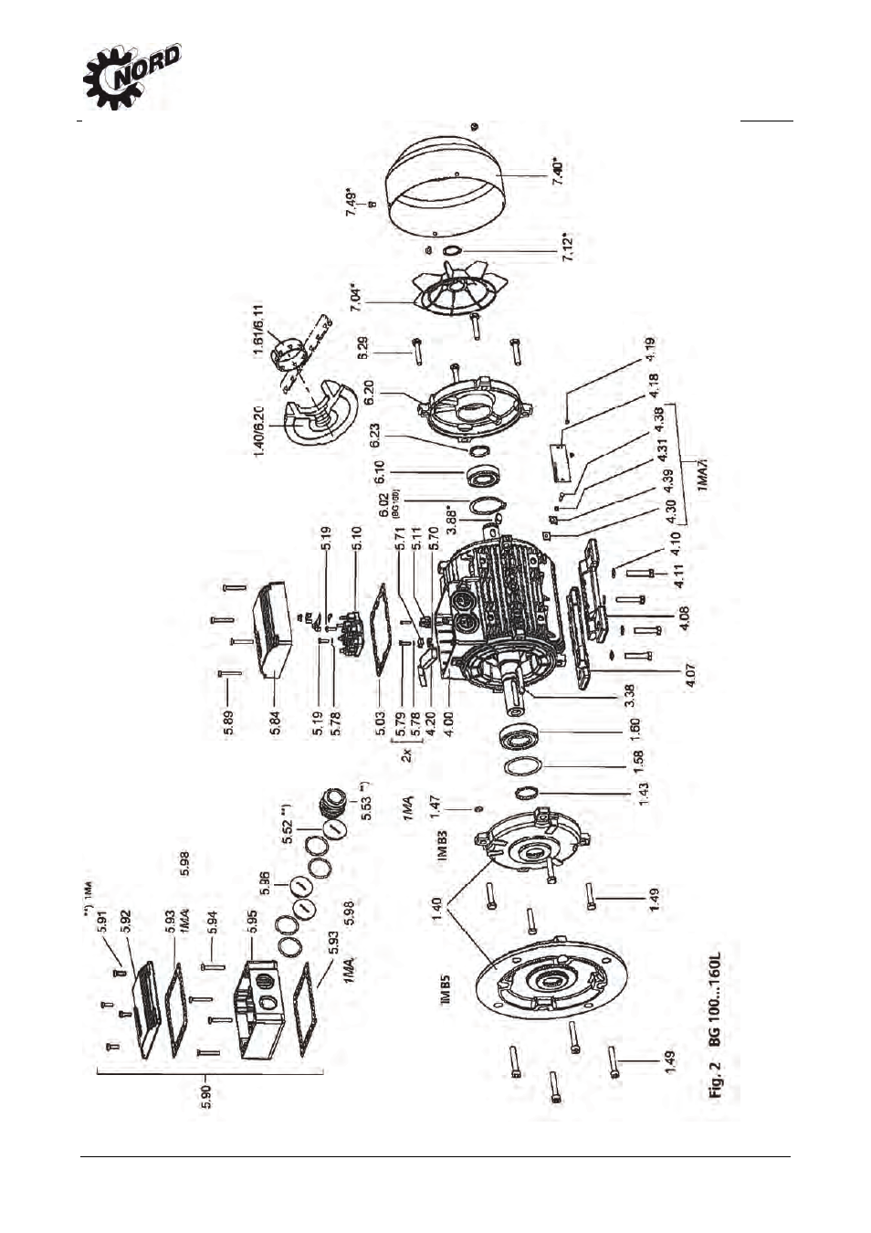 Drawing and list of replacement parts | NORD Drivesystems B1092 User Manual | Page 14 / 52