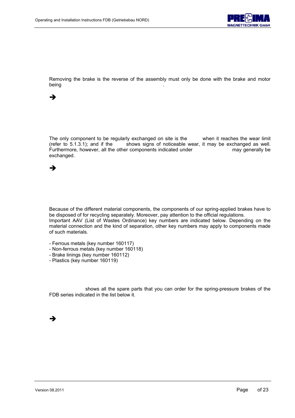 Disassembly / exchange, Î danger, Î attention | NORD Drivesystems B1904 User Manual | Page 22 / 23