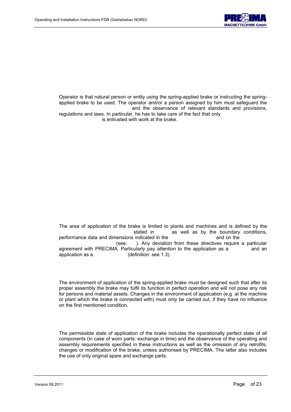 Conditions for assembly and operation | NORD Drivesystems B1904 User Manual | Page 6 / 23