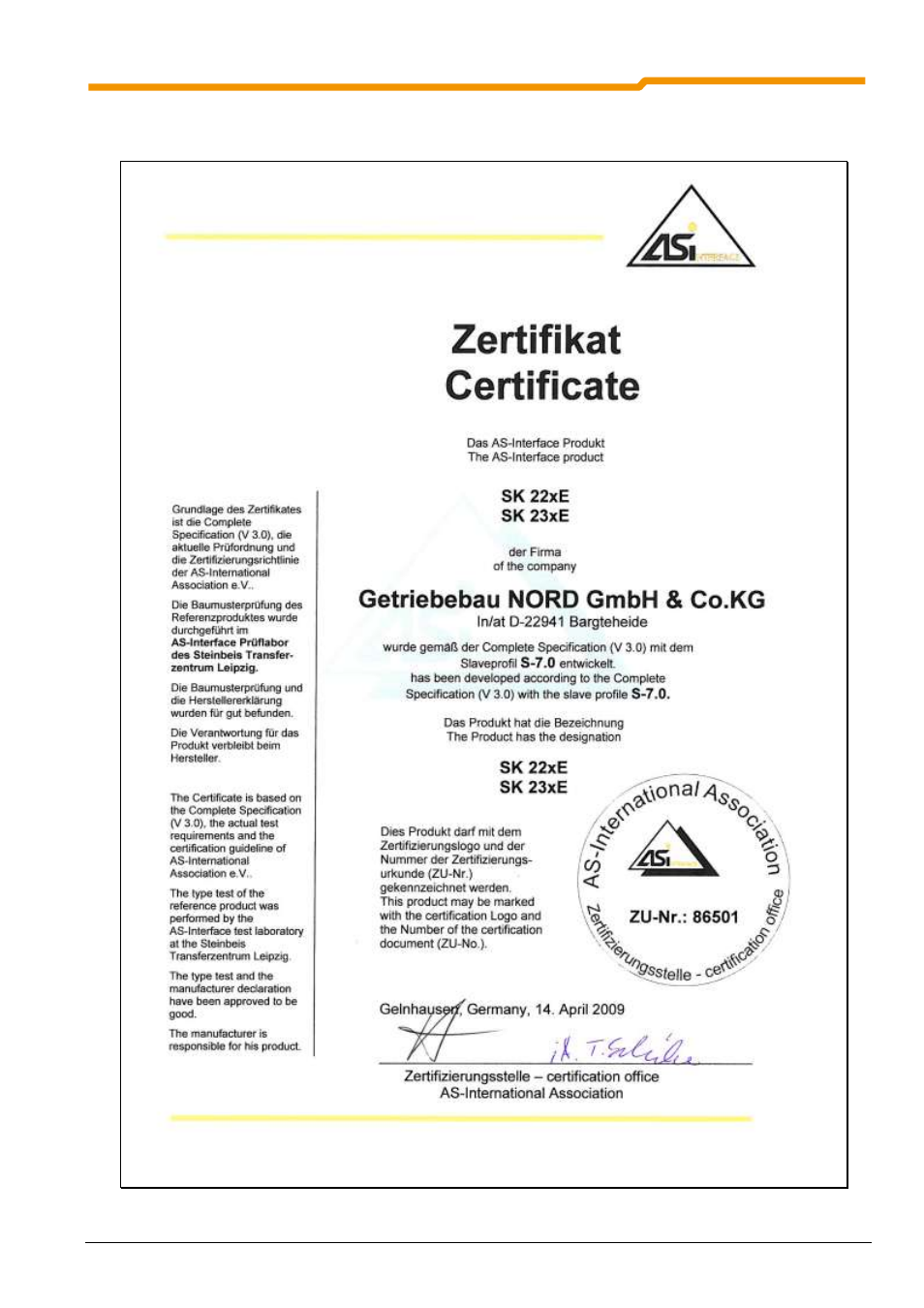 6 certificate | NORD Drivesystems BU0200 User Manual | Page 168 / 314