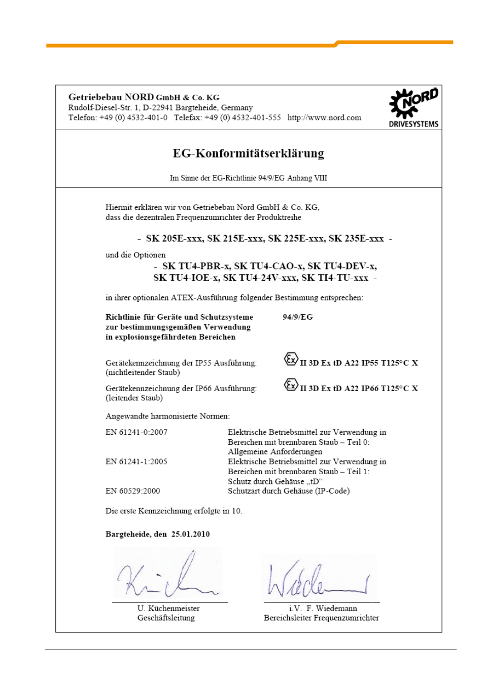 5 ec declaration of conformity | NORD Drivesystems BU0200 User Manual | Page 66 / 314