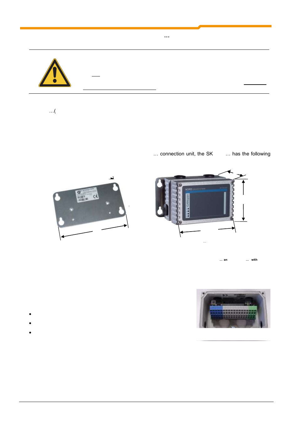 2 installation of external technology units sk tu4, 1 dimensions, 2 connection unit sk ti4-tu-xxx(-c) | Installation of external technology units sk tu4 | NORD Drivesystems BU0200 User Manual | Page 75 / 314