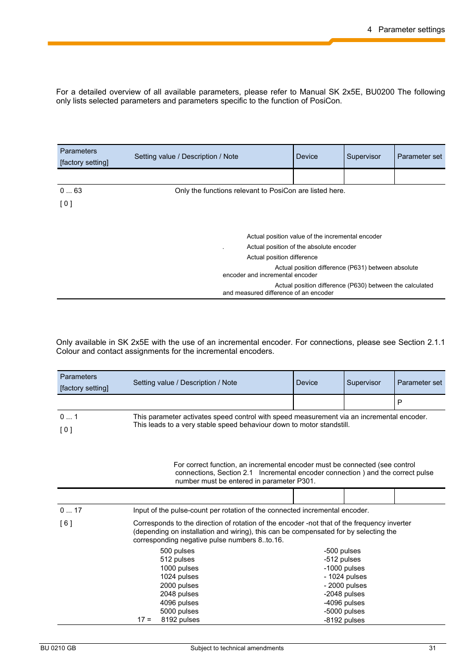 4 parameter settings | NORD Drivesystems BU0210 User Manual | Page 31 / 60