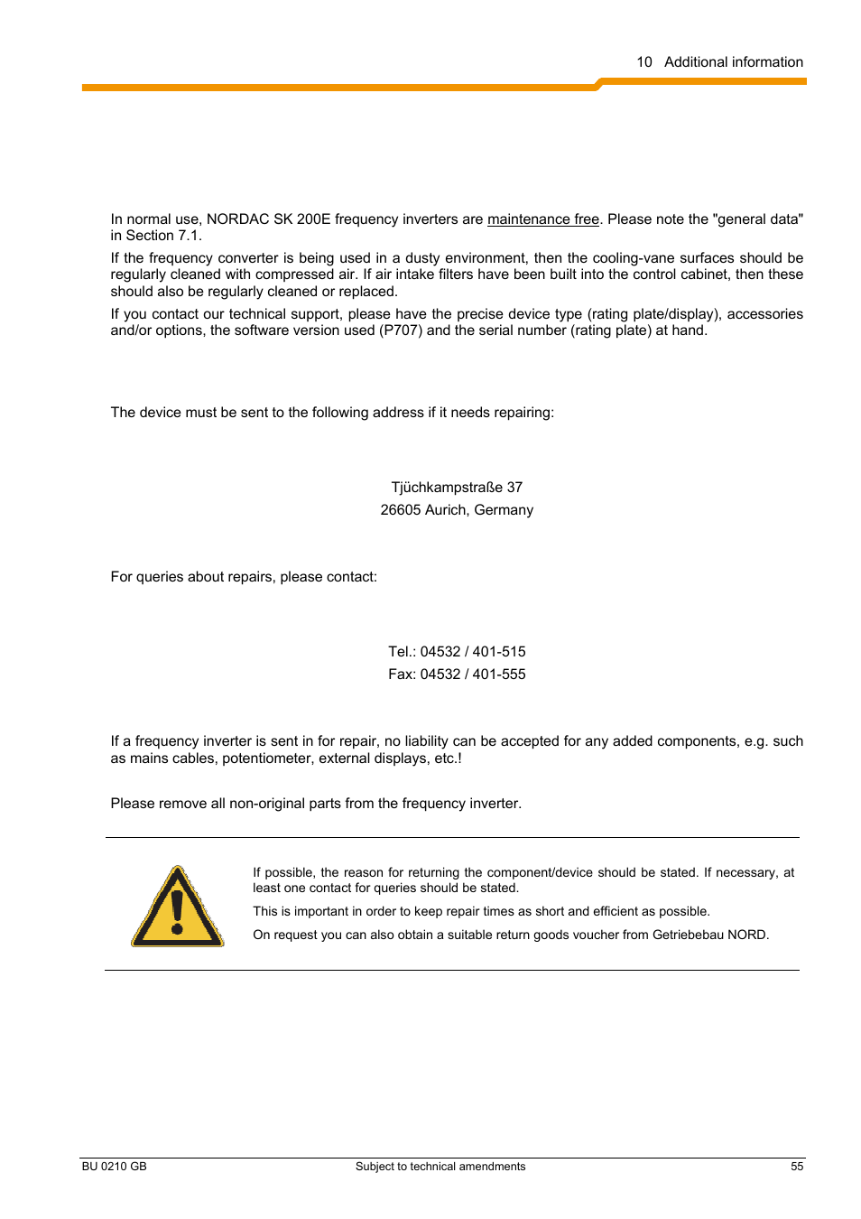 NORD Drivesystems BU0210 User Manual | Page 55 / 60