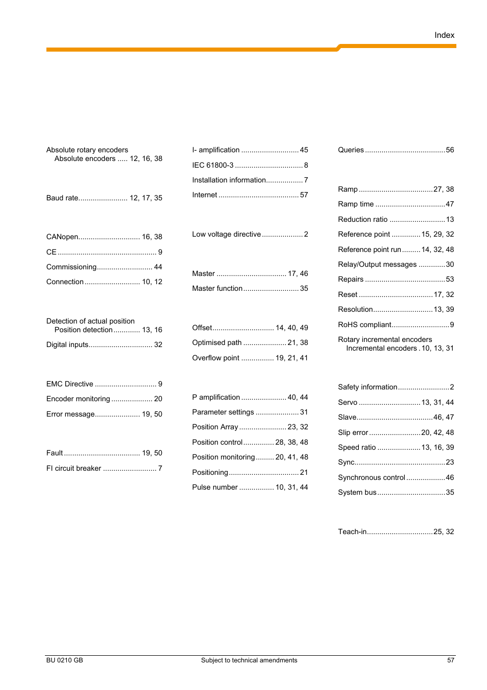 11 index | NORD Drivesystems BU0210 User Manual | Page 57 / 60