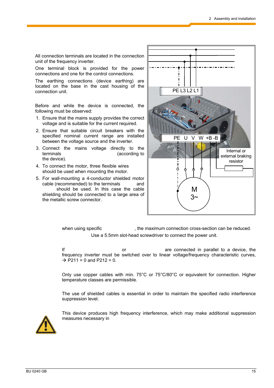 3 electrical connection of power unit | NORD Drivesystems BU0240 User Manual | Page 15 / 40