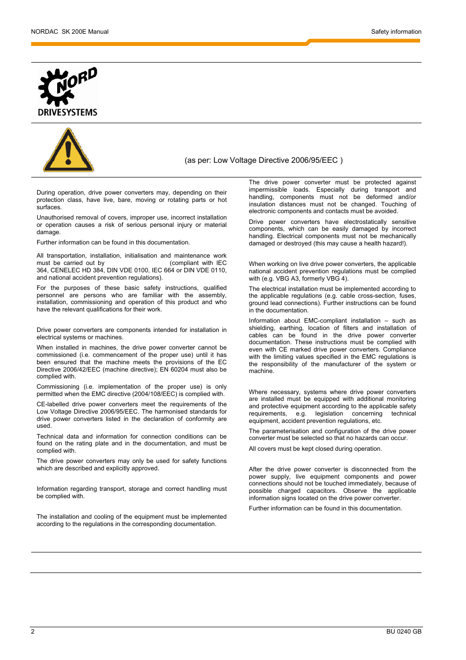 NORD Drivesystems BU0240 User Manual | Page 2 / 40