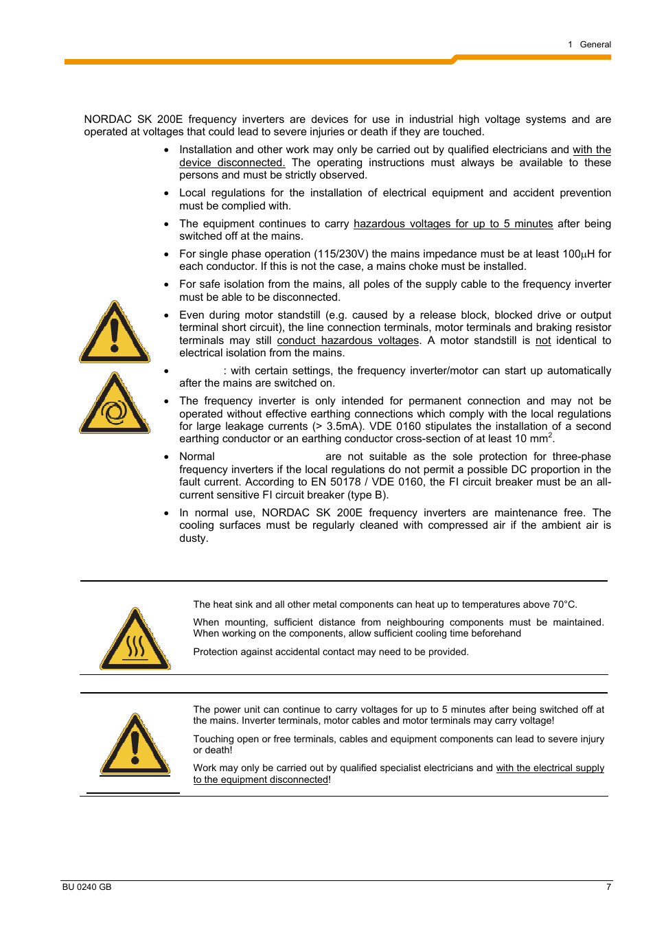 2 safety and installation information | NORD Drivesystems BU0240 User Manual | Page 7 / 40