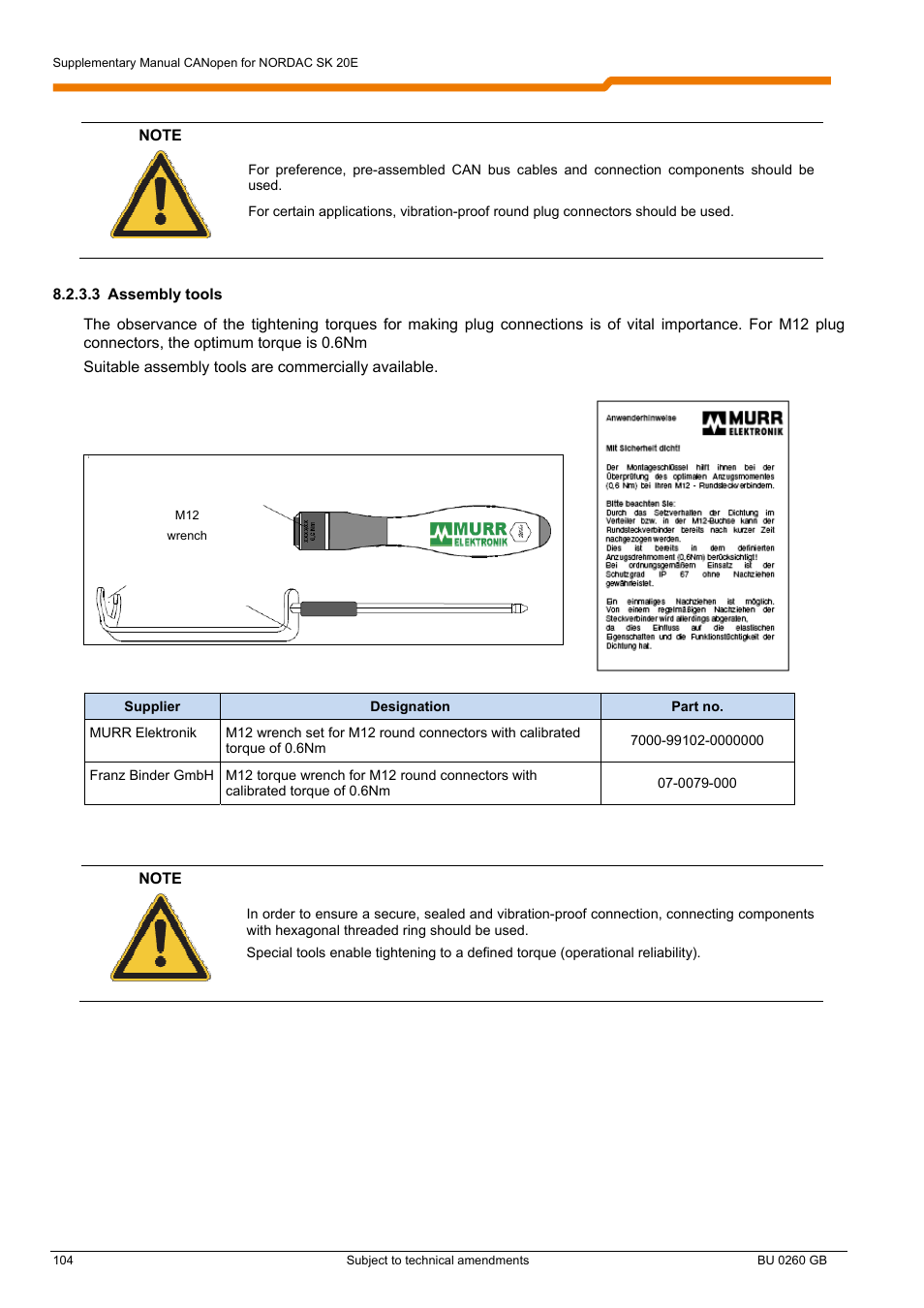 NORD Drivesystems BU0260 User Manual | Page 104 / 116