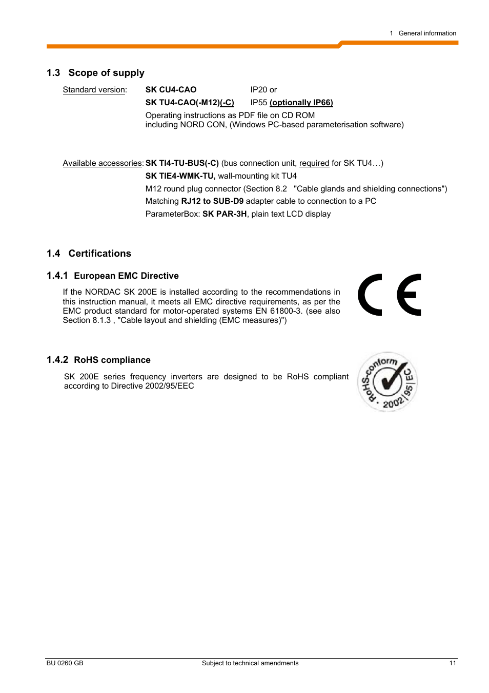 NORD Drivesystems BU0260 User Manual | Page 11 / 116