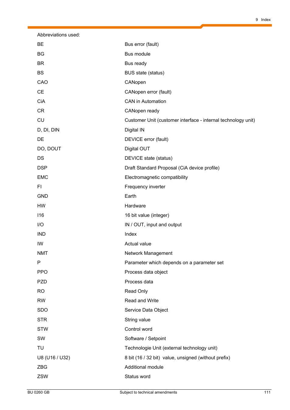 NORD Drivesystems BU0260 User Manual | Page 111 / 116