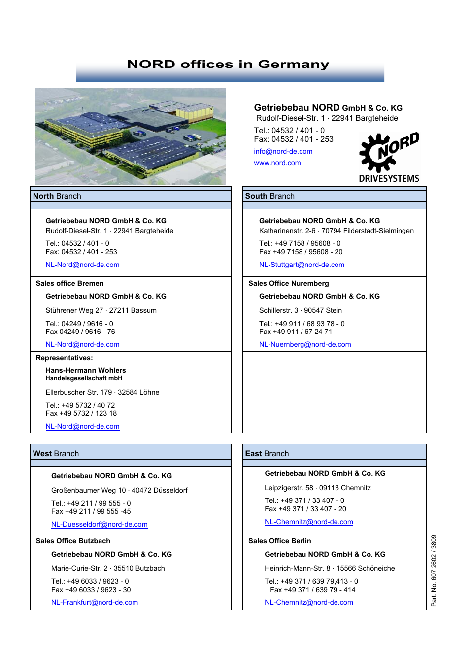 Nord offices in germany, Getriebebau nord | NORD Drivesystems BU0260 User Manual | Page 116 / 116