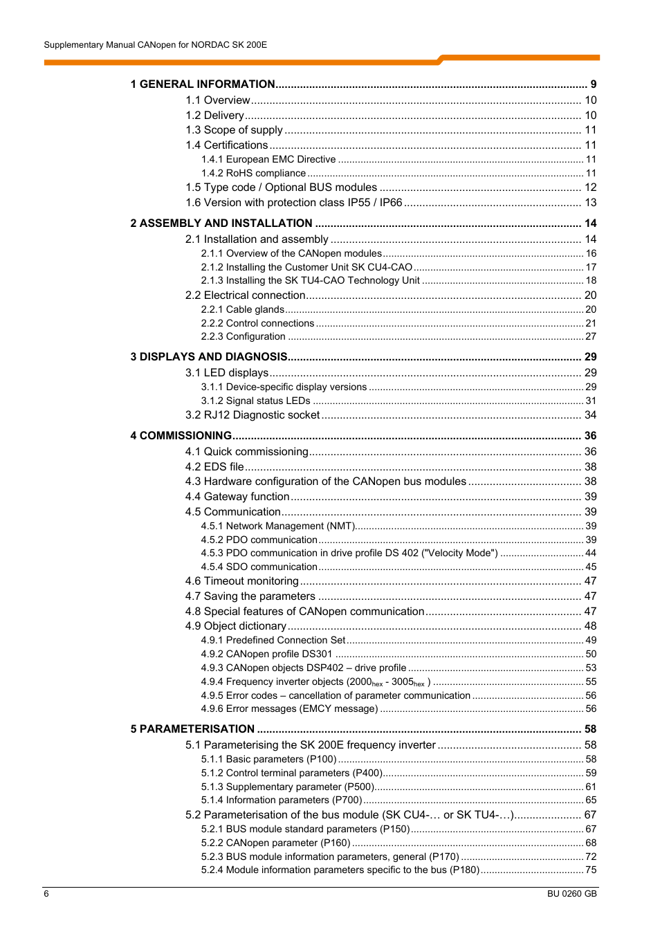 NORD Drivesystems BU0260 User Manual | Page 6 / 116