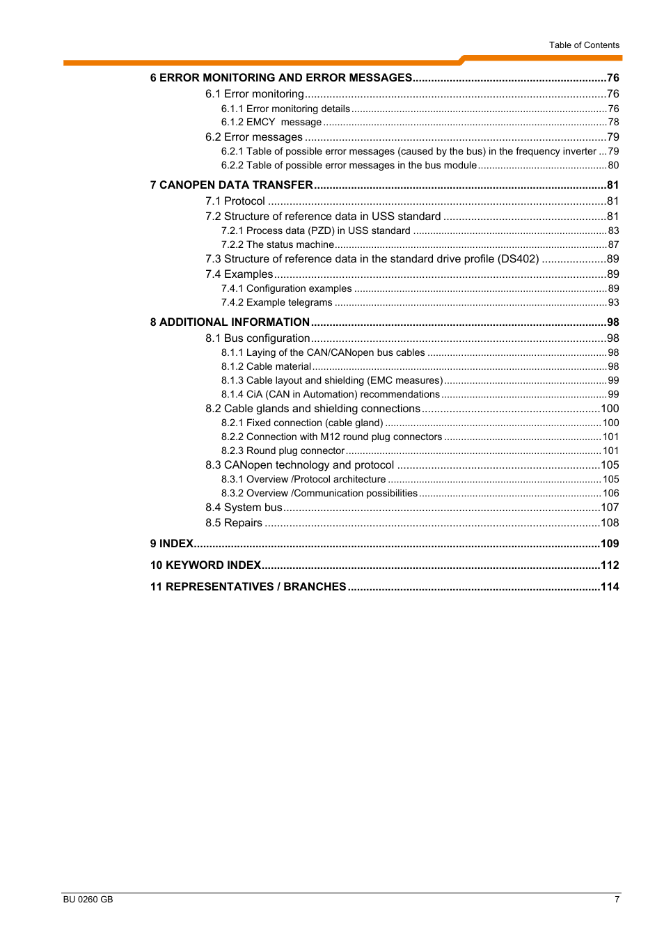 NORD Drivesystems BU0260 User Manual | Page 7 / 116