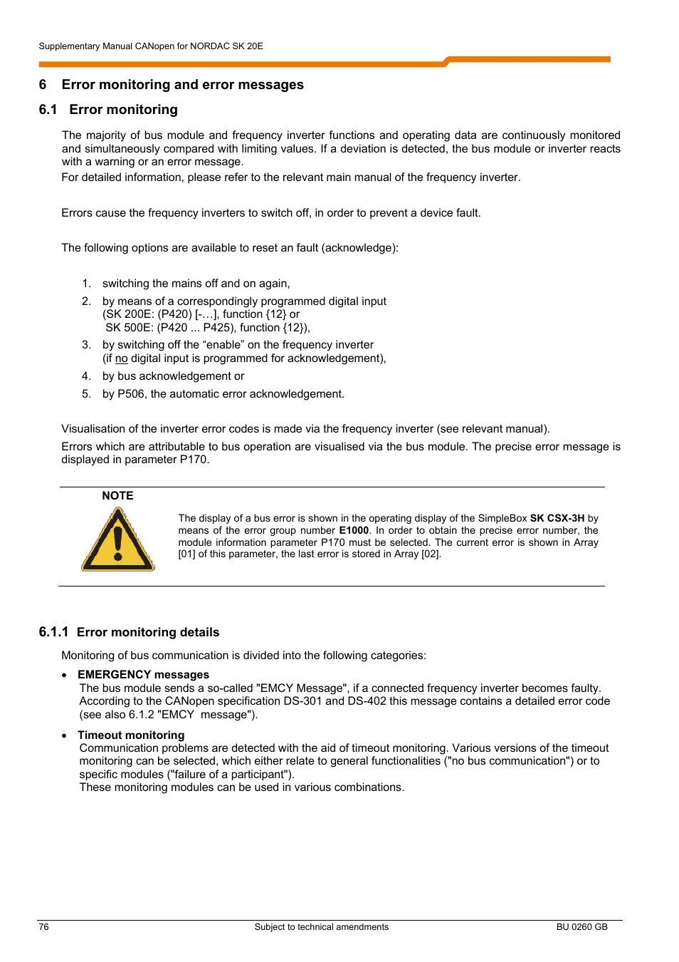 NORD Drivesystems BU0260 User Manual | Page 76 / 116