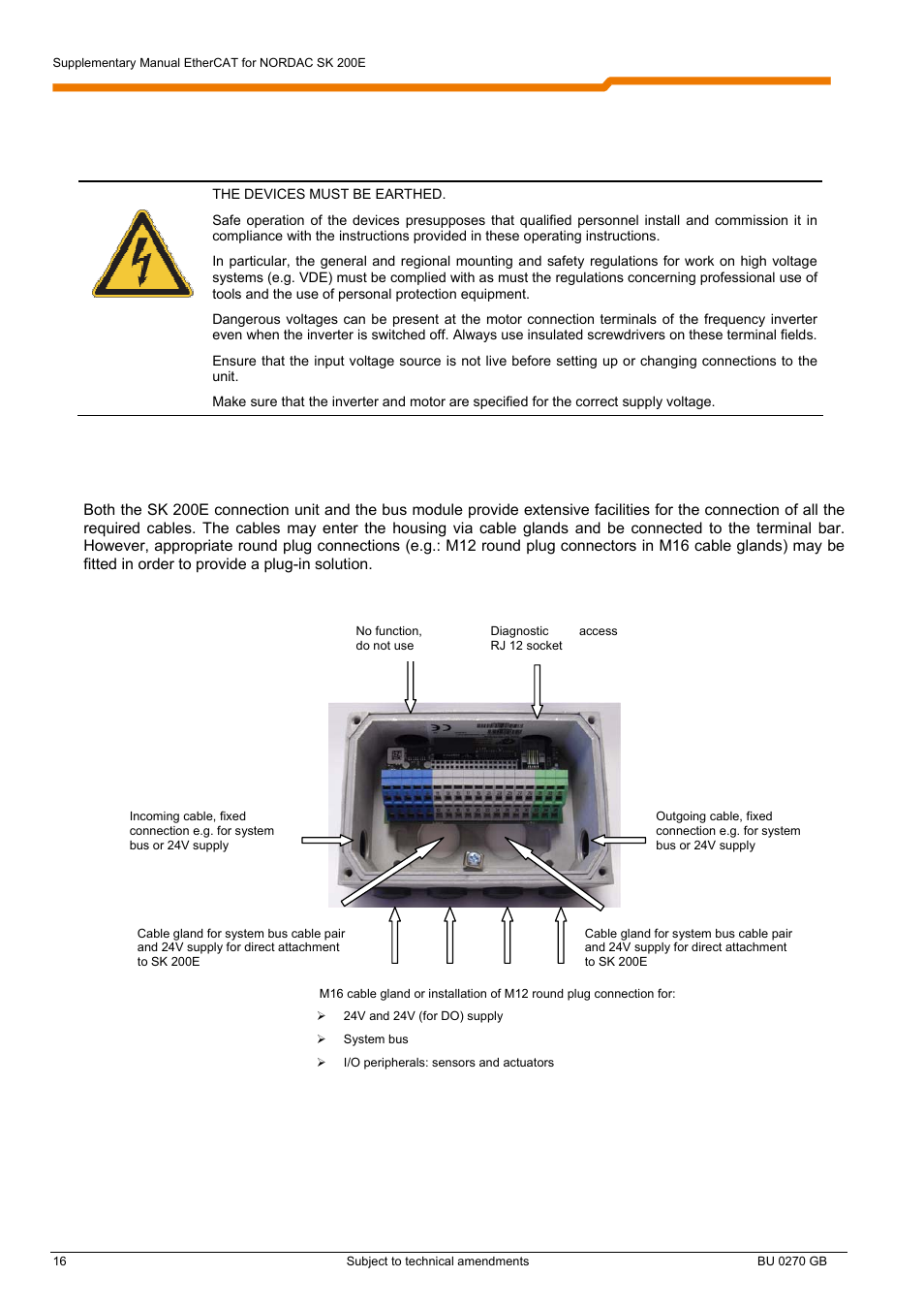 2 electrical connection | NORD Drivesystems BU0270 User Manual | Page 16 / 76