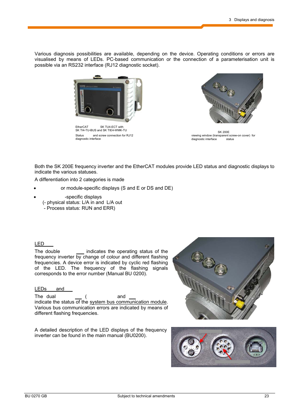 3 displays and diagnosis, 1 led displays, Device-specific display versions | NORD Drivesystems BU0270 User Manual | Page 23 / 76