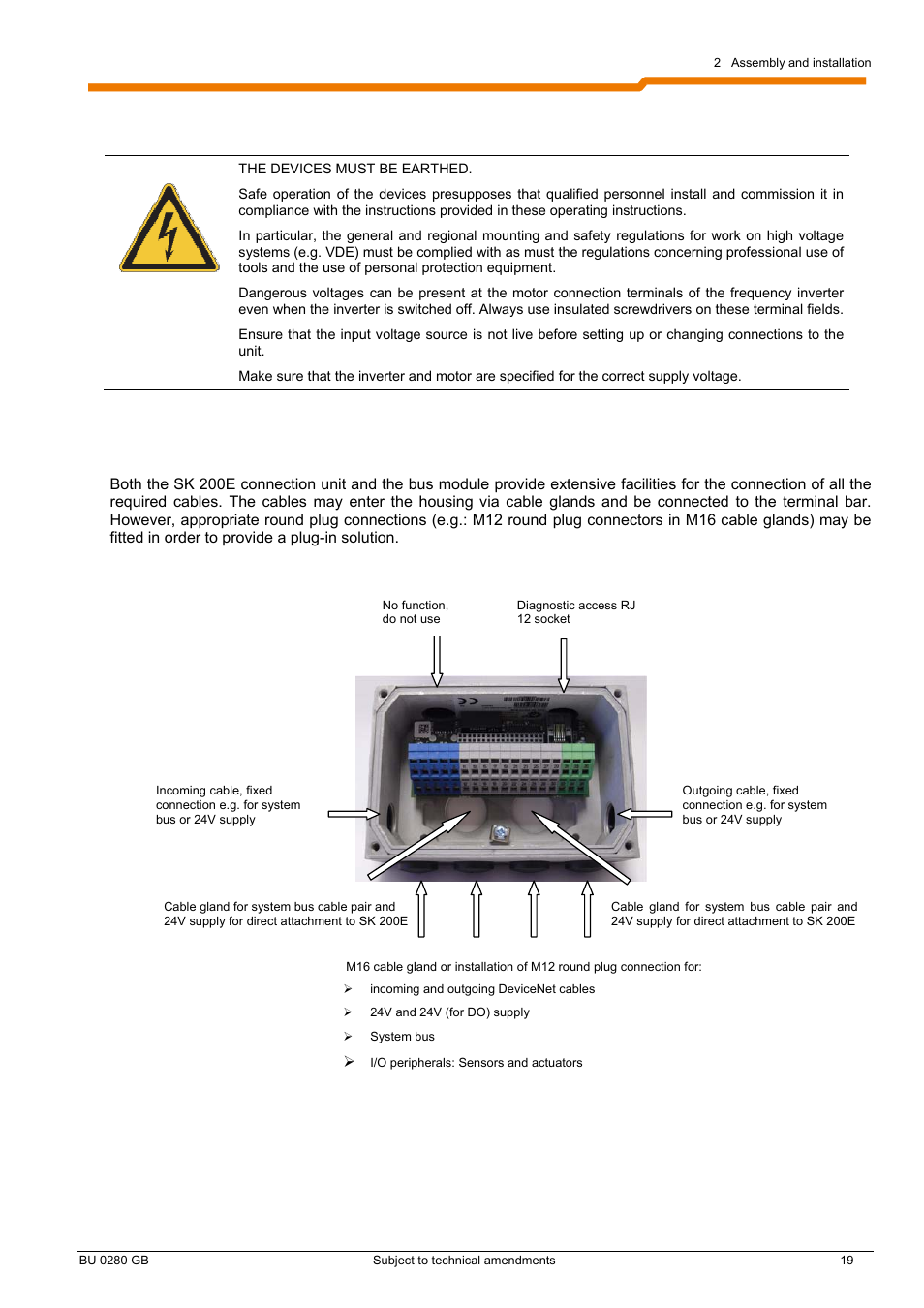 2 electrical connection | NORD Drivesystems BU0280 User Manual | Page 19 / 78