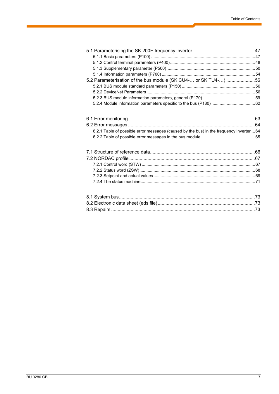 NORD Drivesystems BU0280 User Manual | Page 7 / 78