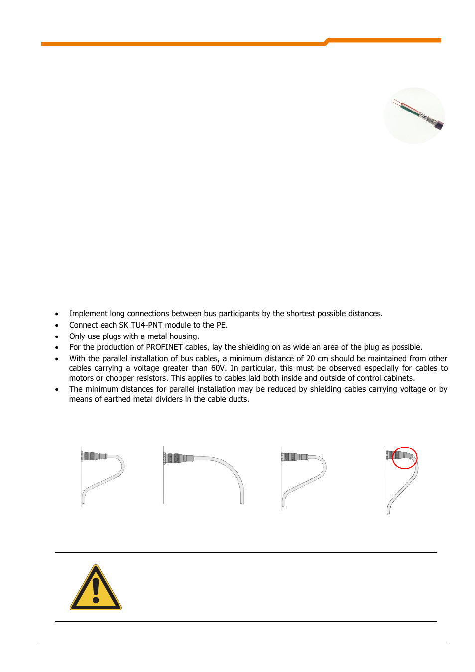 8 additional information, 1 bus configuration, 1 layout of the profinet io bus cable | 2 cable material, 3 cable layout and shielding (emc measures), 8 additional information 8.1 bus configuration | NORD Drivesystems BU0290 User Manual | Page 65 / 76