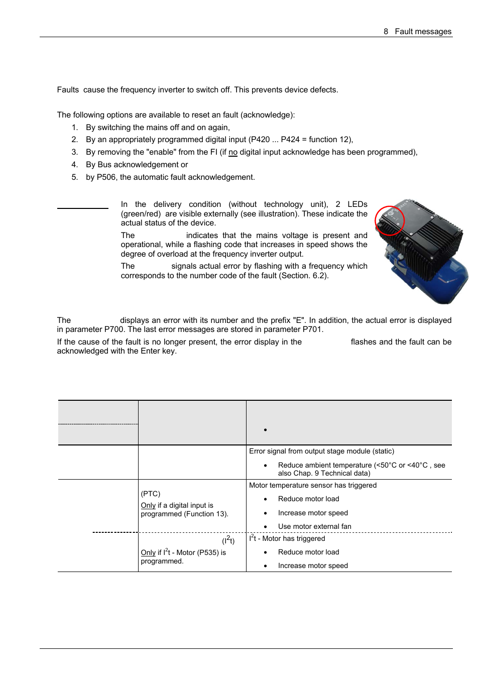 8 fault messages | NORD Drivesystems BU0300 User Manual | Page 119 / 148