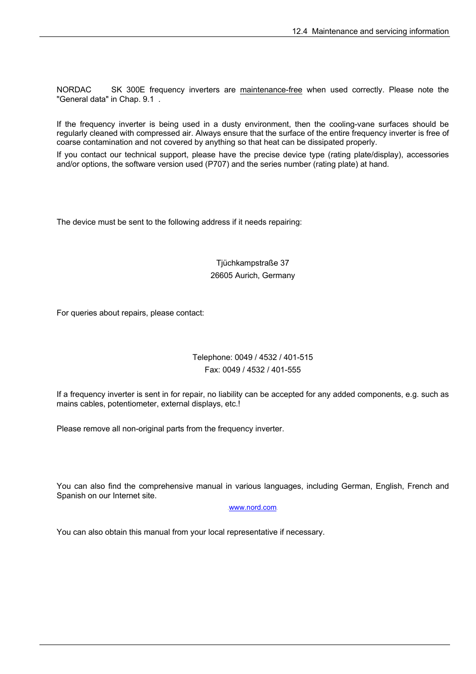 NORD Drivesystems BU0300 User Manual | Page 143 / 148