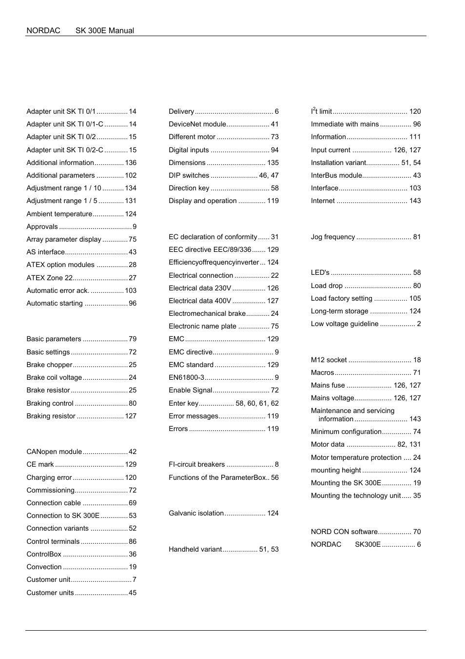 13 keyword index | NORD Drivesystems BU0300 User Manual | Page 144 / 148