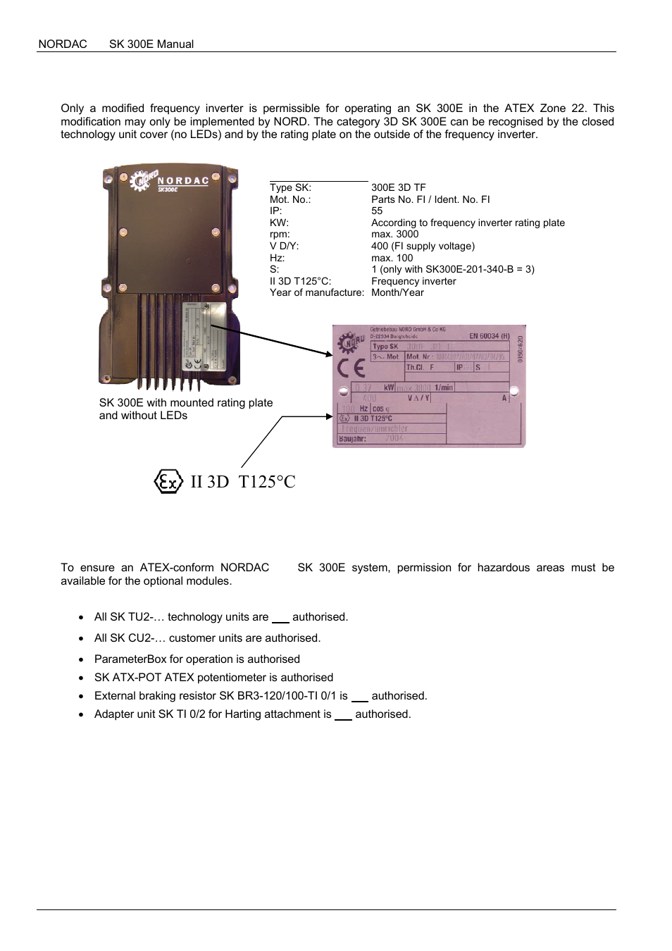 Ii 3d t125°c | NORD Drivesystems BU0300 User Manual | Page 28 / 148