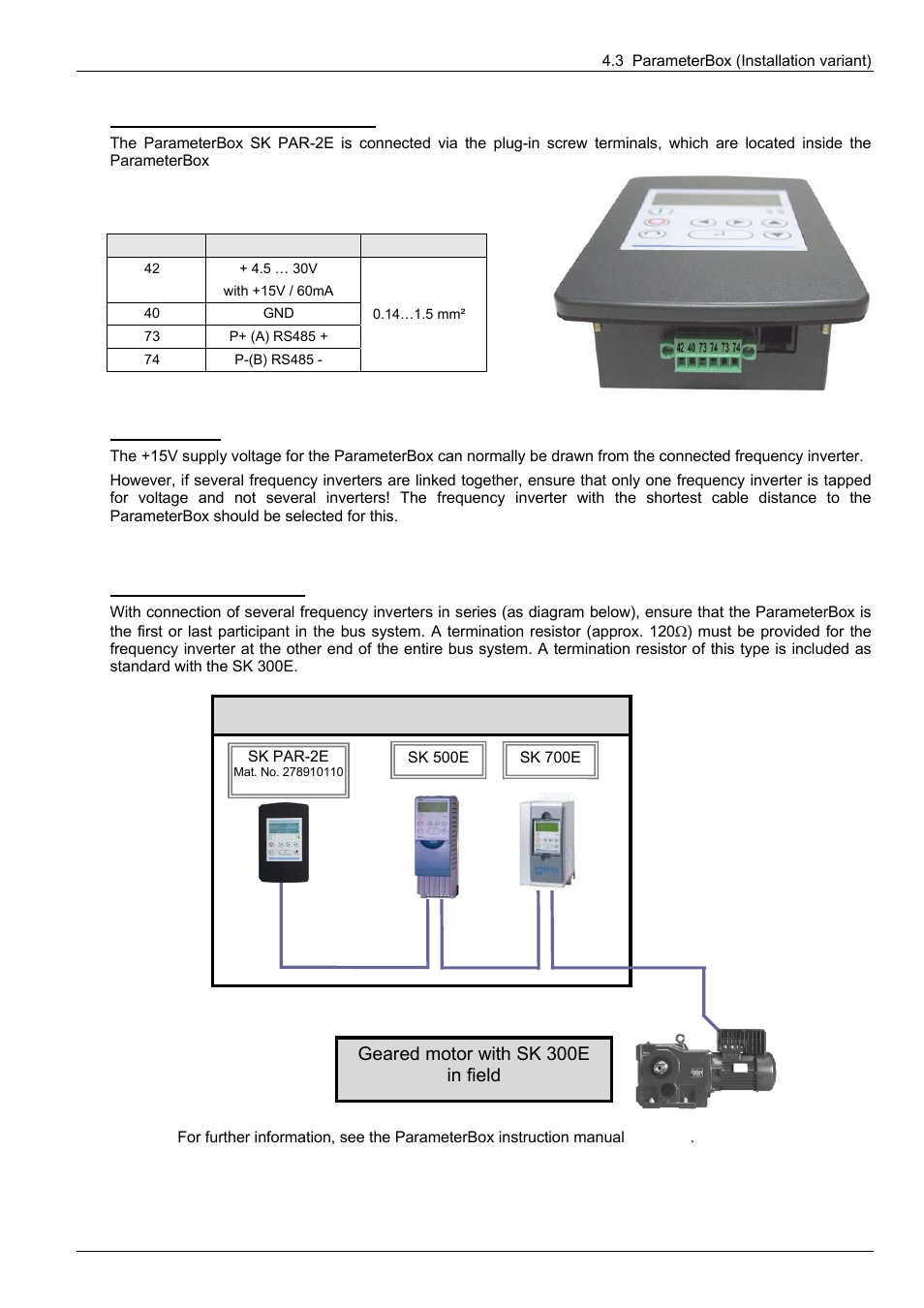 Control cabinet geared motor with sk 300e in field | NORD Drivesystems BU0300 User Manual | Page 55 / 148