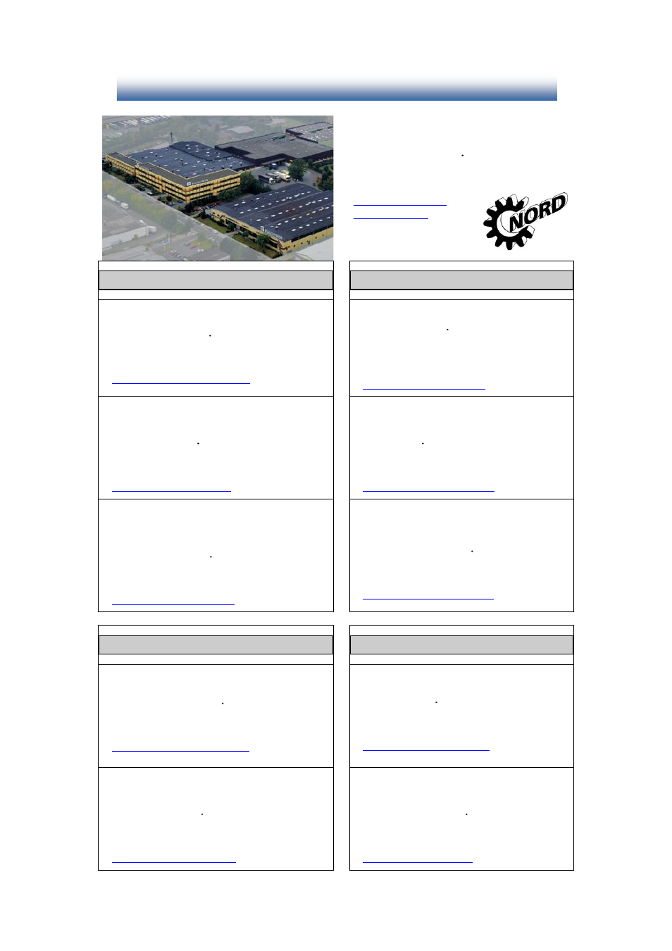 Nord offices in germany, Getriebebau nord, North branch | South branch, West branch, East branch | NORD Drivesystems BU0310 User Manual | Page 8 / 8