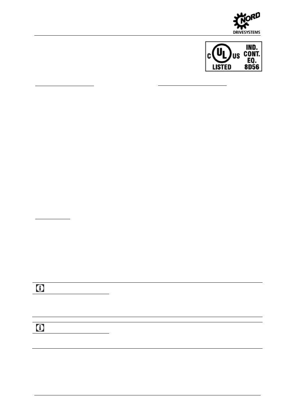 Supplement for cul, Sk cif-xxx, 1~115v devices: no cul approval | NORD Drivesystems BU0500 User Manual | Page 18 / 180