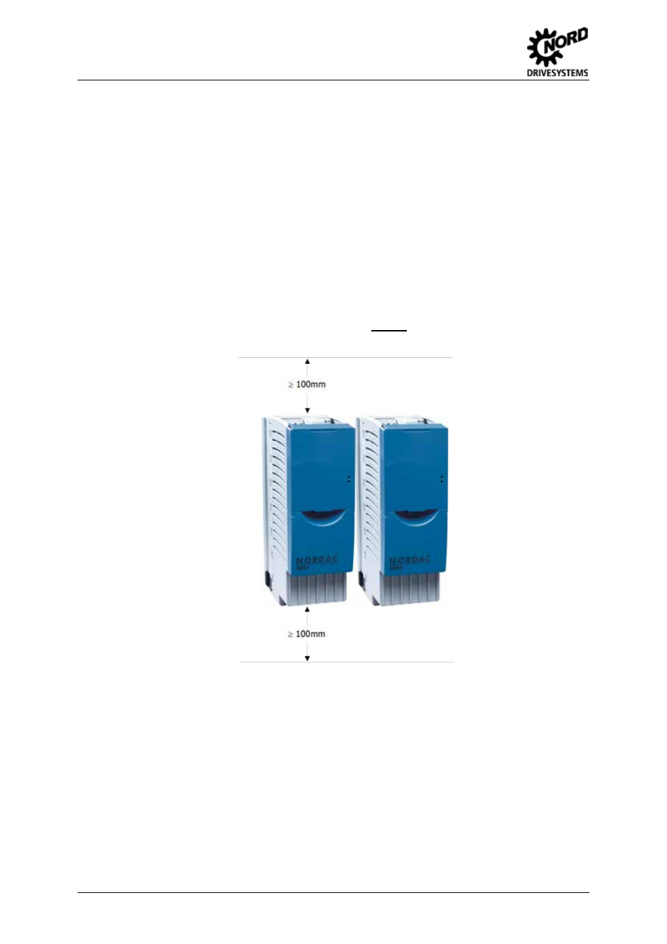 Assembly and installation, Fig. 3 mounting distances for sk 5xxe | NORD Drivesystems BU0500 User Manual | Page 22 / 180