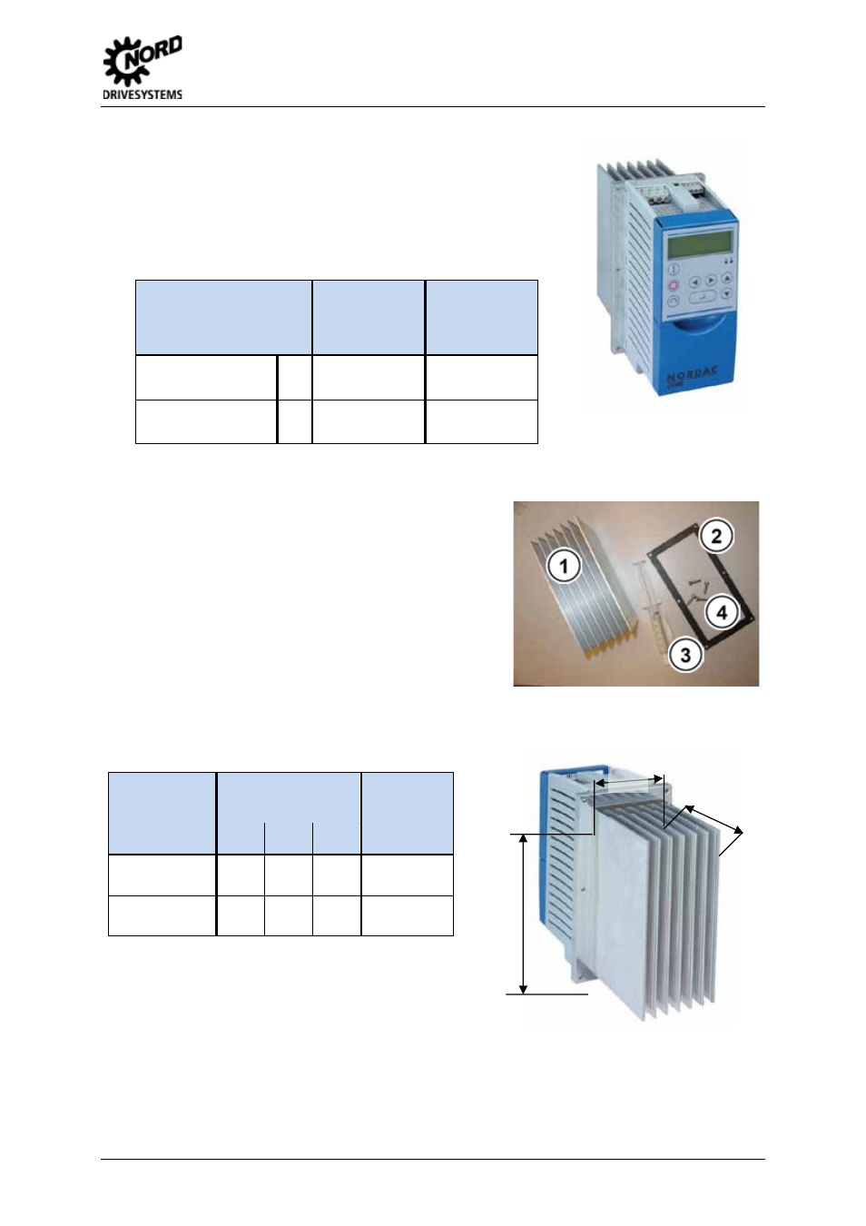 3 external heat sink kit, Scope of delivery, Dimensions | External heat sink kit, 2 assembly and installation | NORD Drivesystems BU0500 User Manual | Page 25 / 180