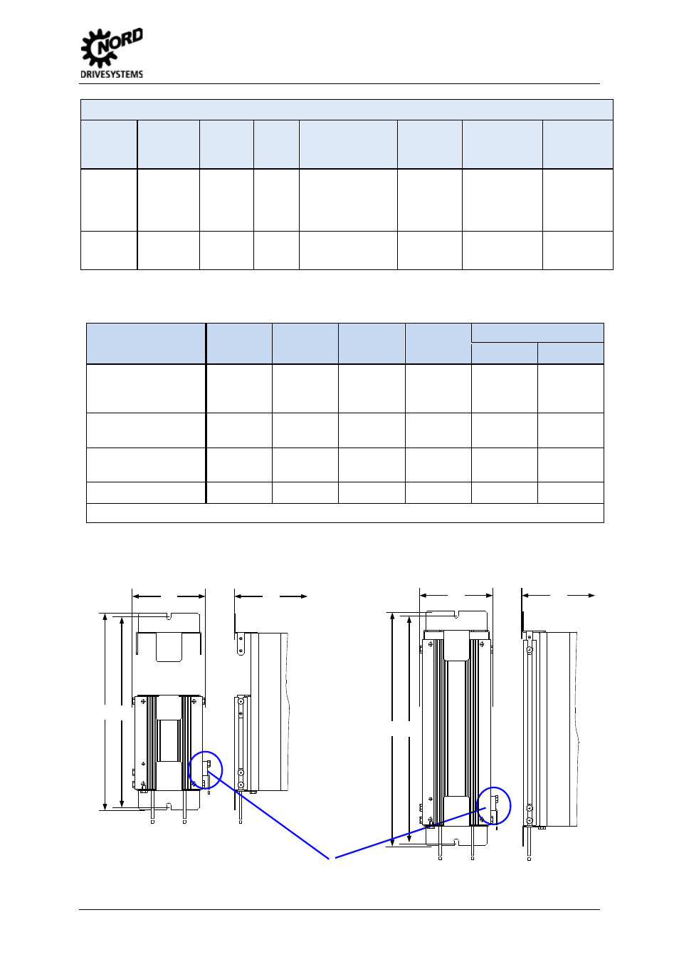 2 dimensions of bottom-mounted br sk br4, Dimensions of bottom-mounted br sk br4, Table 6: brake resistor temperature switch data | 2 assembly and installation | NORD Drivesystems BU0500 User Manual | Page 31 / 180