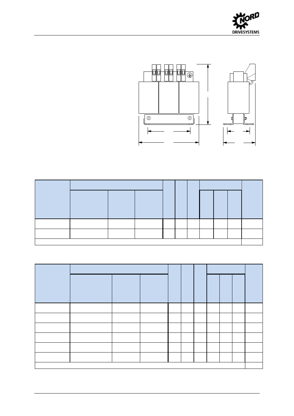 7 mains choke sk ci1, Mains choke sk ci1, Table 9: mains choke data for sk ci1-..., 1~ 240 v | NORD Drivesystems BU0500 User Manual | Page 34 / 180