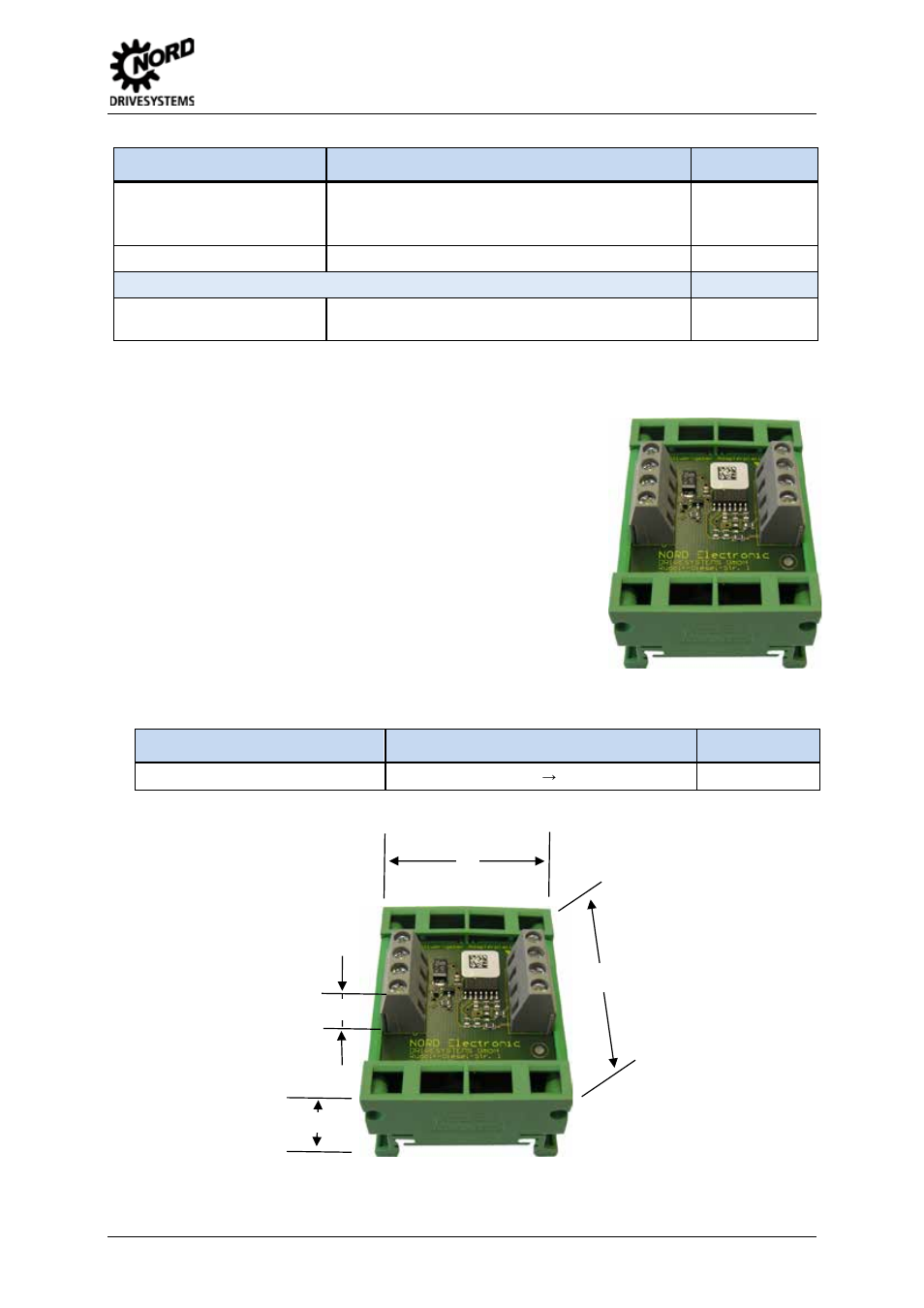 13 setpoint card ± 10v, Setpoint card ± 10v, Fig. 8: dimensions of setpoint card± 10v | Table 22: rj45 wago connection module, Table 23: setpoint card ± 10v, 2 assembly and installation | NORD Drivesystems BU0500 User Manual | Page 61 / 180