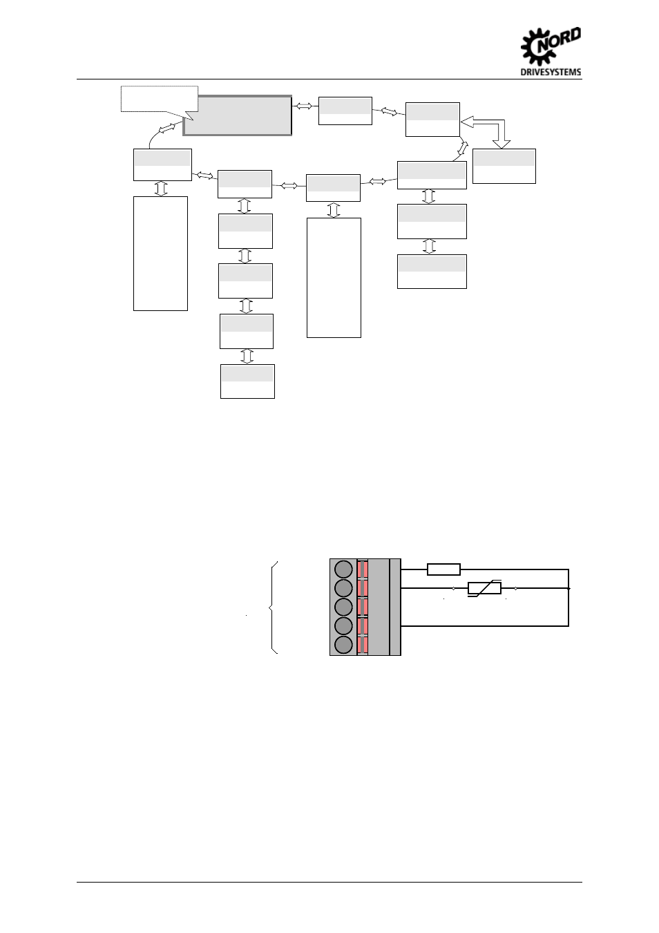 Connections (example sk 500e, analog input 2), Kty84-130 connection (above software version 1.7), Ain 2 gnd/0v vo 10v | P 1 0 2, P 4 0 0, P 1 0 3, P 1 0 4, P 1 0 5, P 4 2 0, P 5 2 3 | NORD Drivesystems BU0500 User Manual | Page 70 / 180