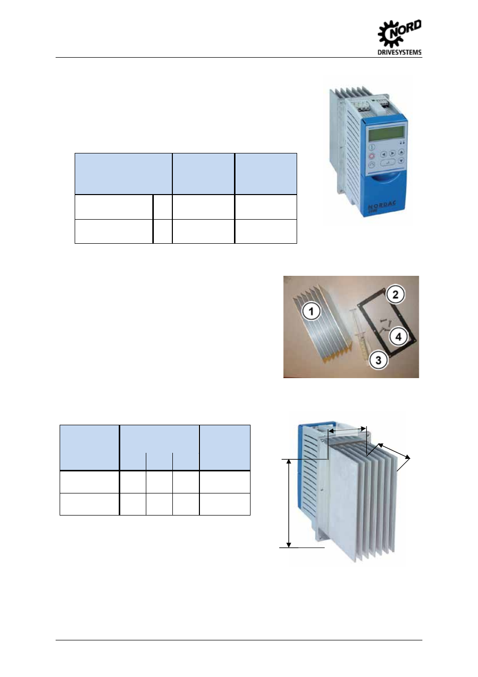 3 external heat sink kit, Scope of delivery, Dimensions | External heat sink kit | NORD Drivesystems BU0505 User Manual | Page 24 / 188