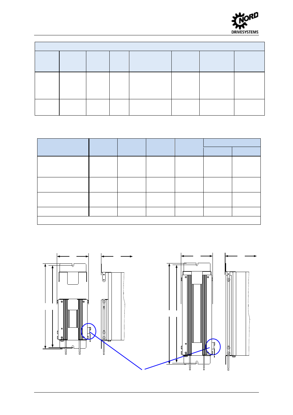 2 dimensions of bottom-mounted br sk br4, Dimensions of bottom-mounted br sk br4, Table 6: brake resistor temperature switch data | NORD Drivesystems BU0505 User Manual | Page 30 / 188