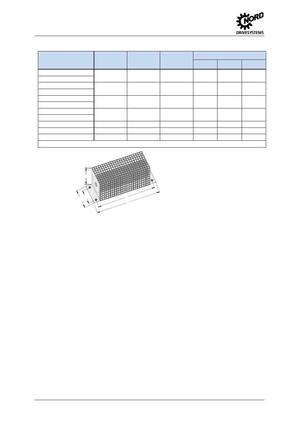 3 dimensions, brake resistor chassis sk br2, Dimensions, brake resistor chassis sk br2 | NORD Drivesystems BU0505 User Manual | Page 32 / 188