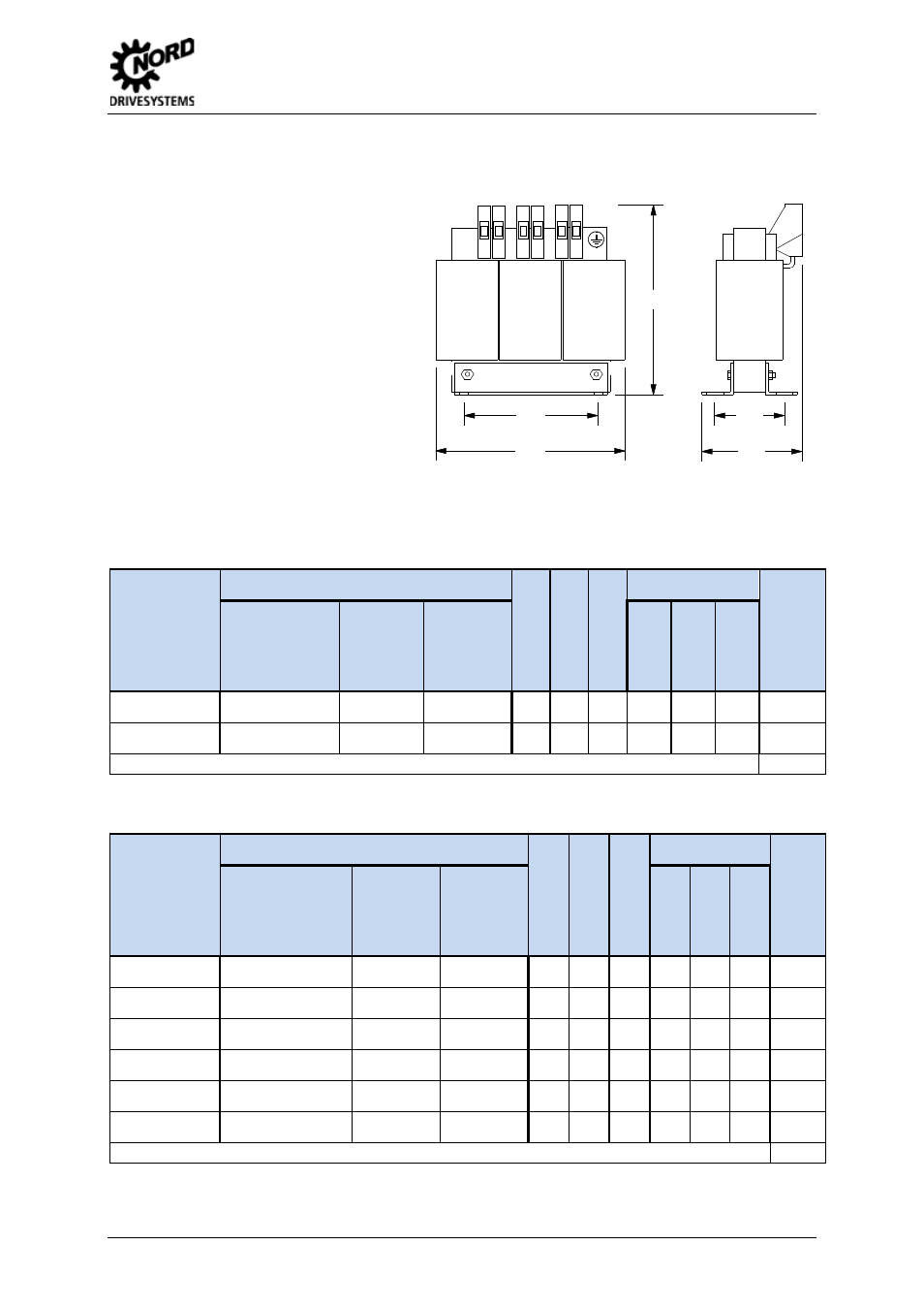 7 mains choke sk ci1, Mains choke sk ci1, Table 9: mains choke data for sk ci1-..., 1~ 240 v | 2 assembly and installation | NORD Drivesystems BU0505 User Manual | Page 33 / 188