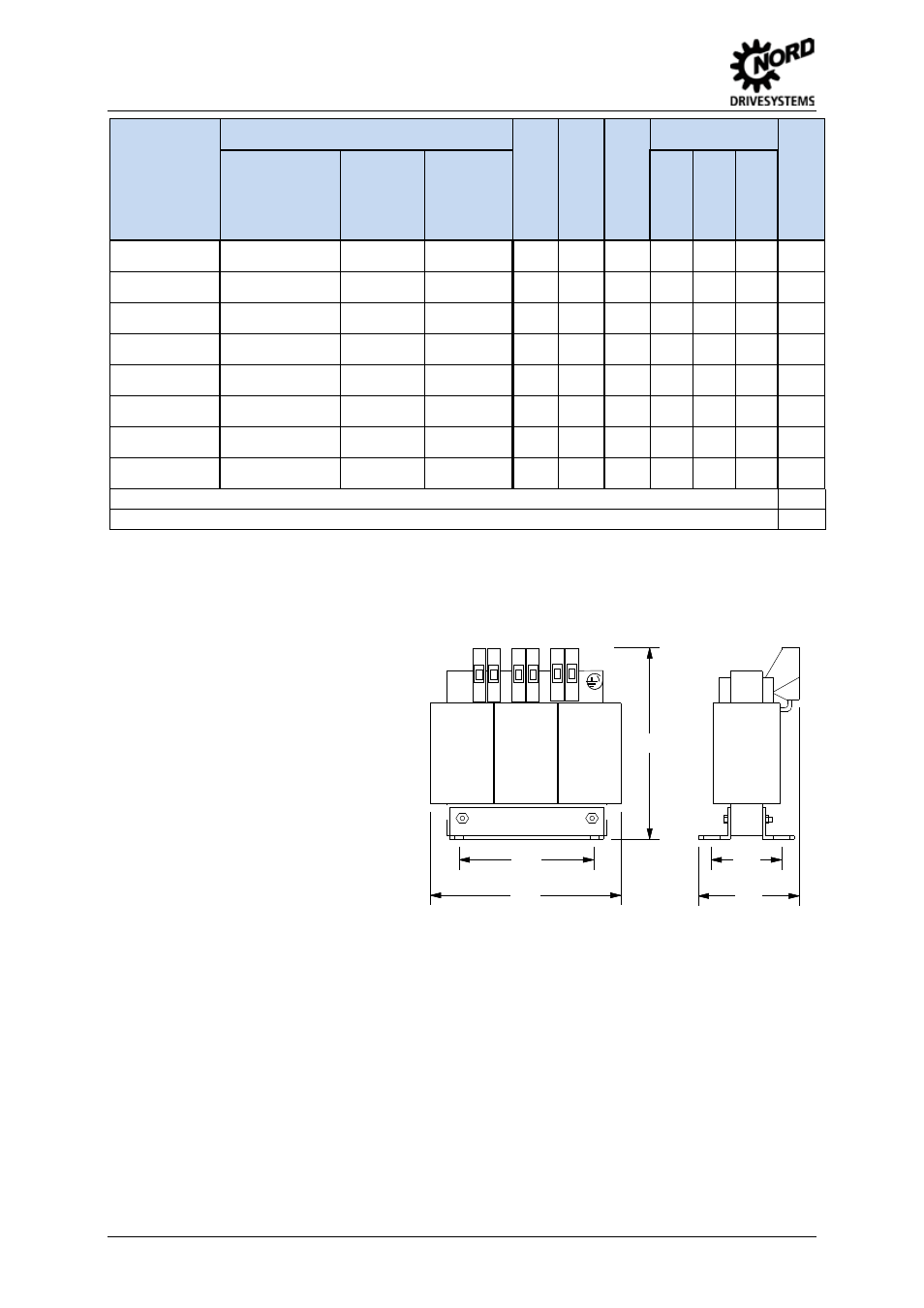 8 output choke sk co1, Output choke sk co1 | NORD Drivesystems BU0505 User Manual | Page 34 / 188