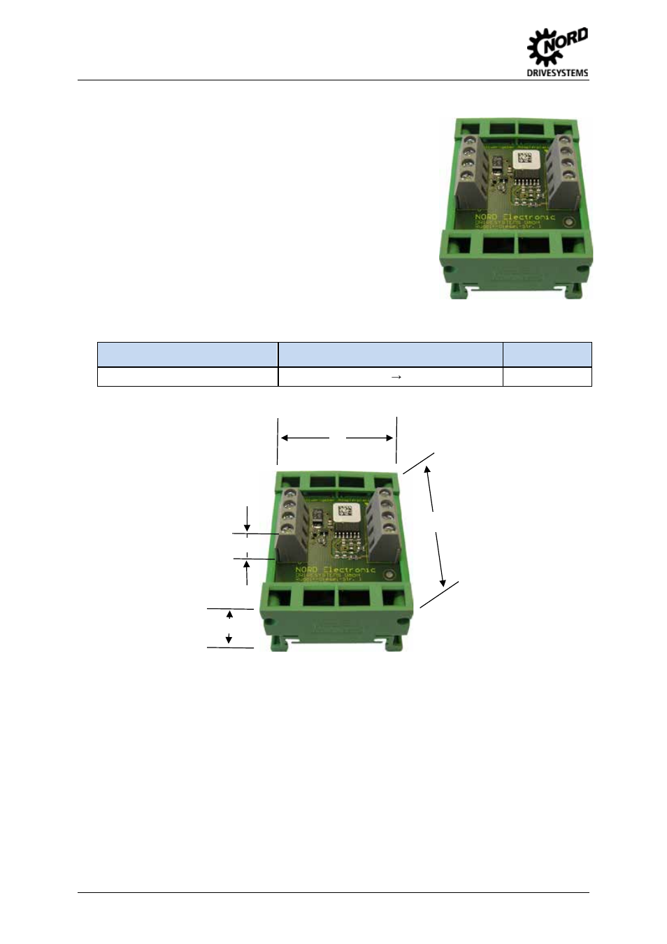 13 setpoint card ± 10v, Setpoint card ± 10v, Fig. 8: dimensions of setpoint card± 10v | Table 27: setpoint card ± 10v | NORD Drivesystems BU0505 User Manual | Page 64 / 188