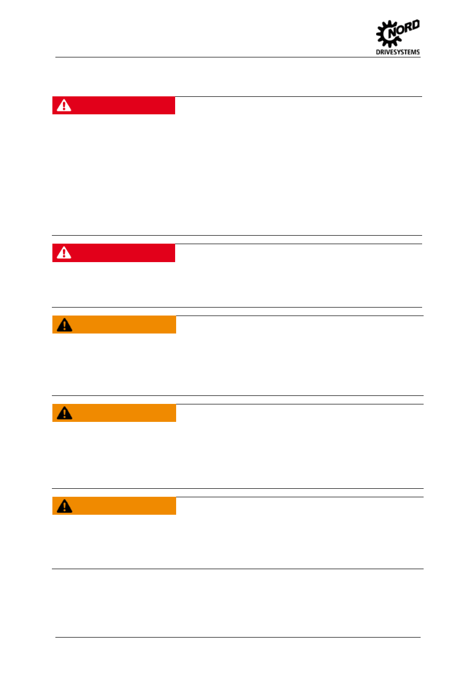 2 list of safety and installation information, List of safety and installation information, Danger | Warning, Danger of electric shock, Danger of injury if motor starts | NORD Drivesystems BU0540 User Manual | Page 10 / 64
