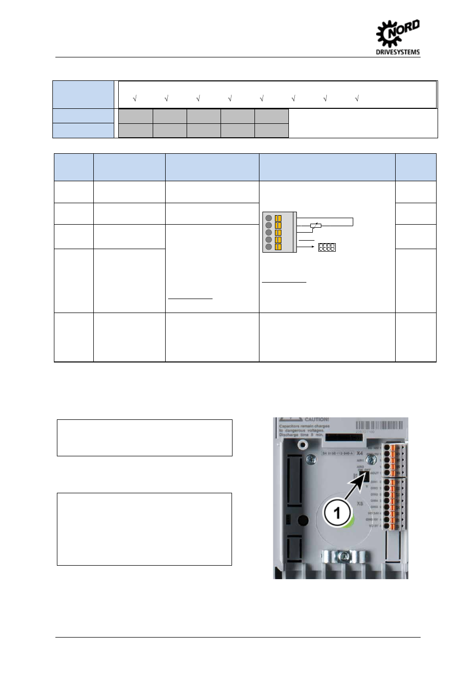 Terminal block x4 – analog i/o, Configuration of analog signals | NORD Drivesystems BU0540 User Manual | Page 22 / 64