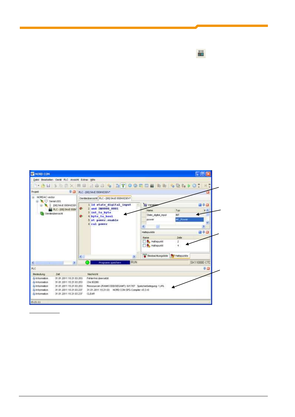 2 creation of plc programs, 1 loading, saving and printing, 2 editor | NORD Drivesystems BU0550 User Manual | Page 14 / 100