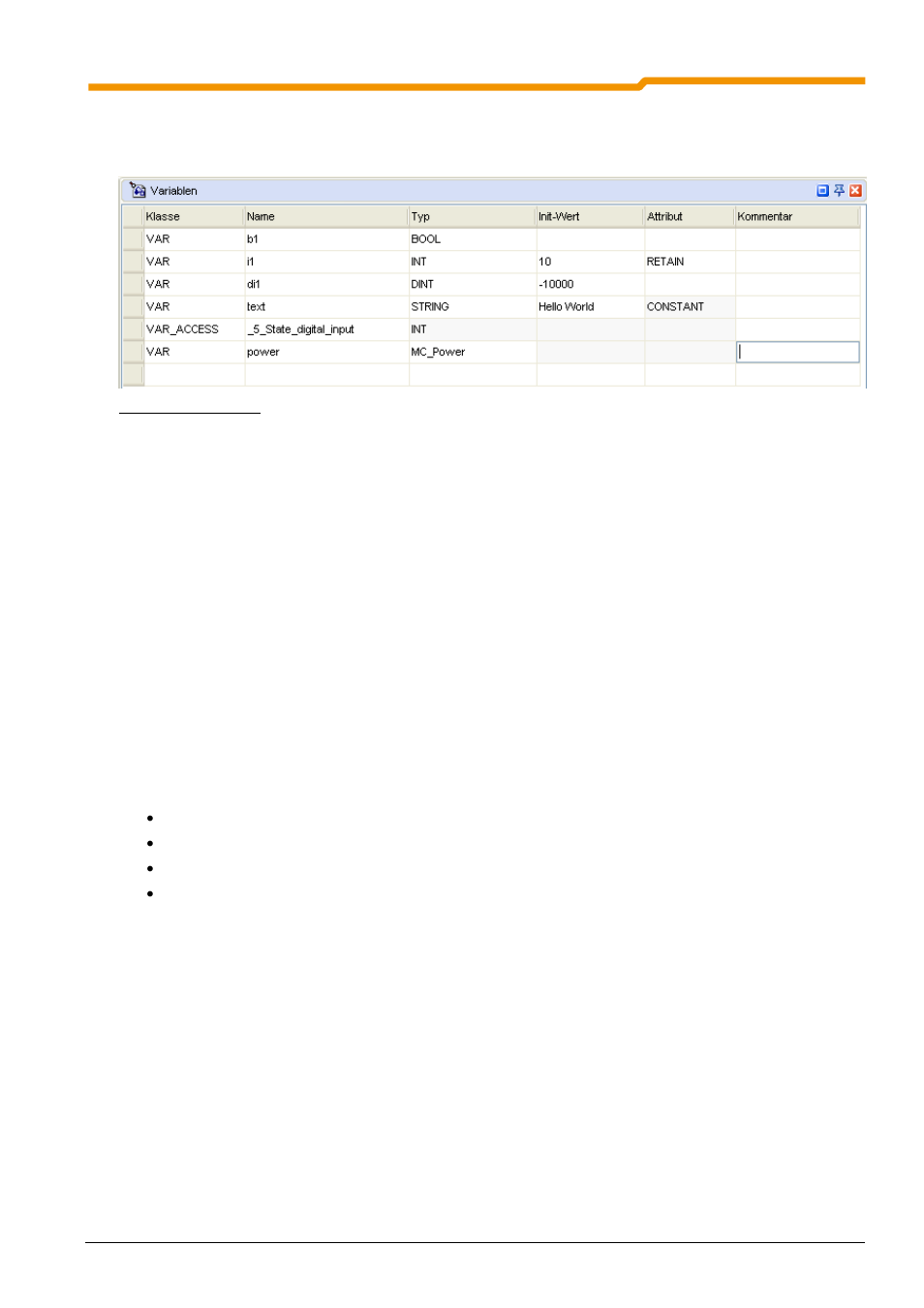 1 variables and fb declaration, 2 input window | NORD Drivesystems BU0550 User Manual | Page 15 / 100