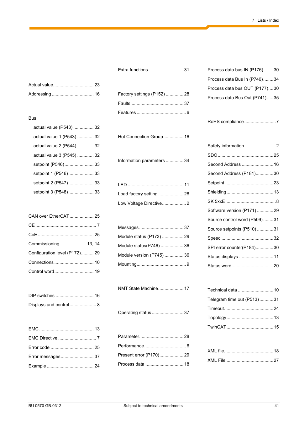 5 keyword index | NORD Drivesystems BU0570 User Manual | Page 41 / 44