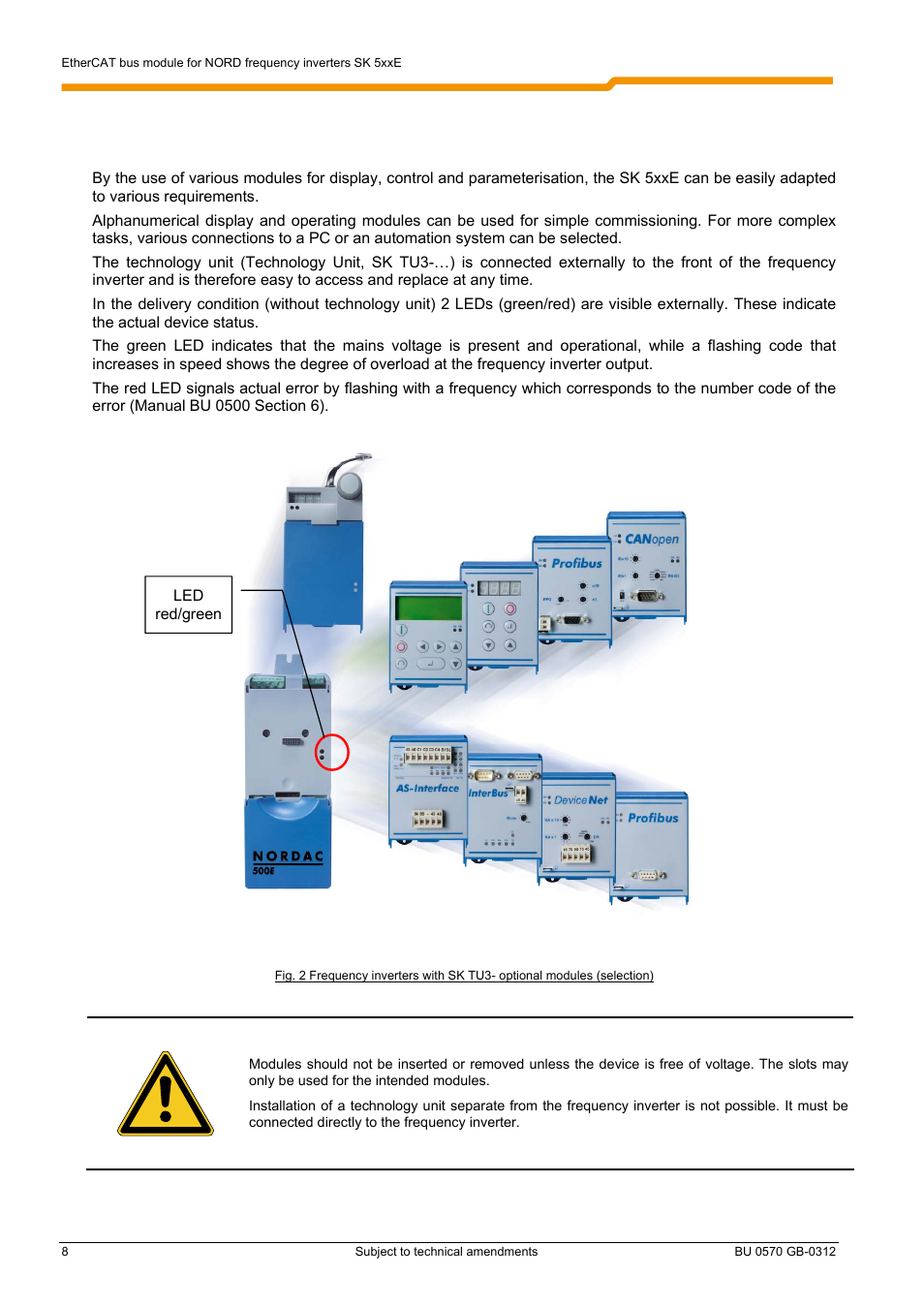 2 modules 2.1 sk 5xxe frequency inverters | NORD Drivesystems BU0570 User Manual | Page 8 / 44